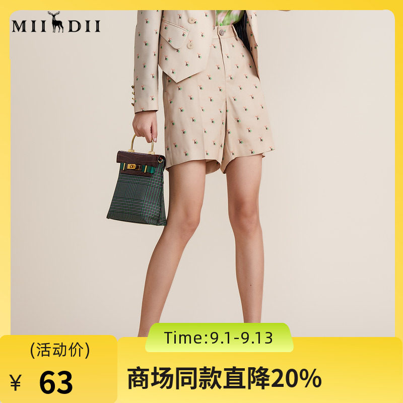 MIIDII谜底春秋季高级感OL风质感提花西裤西装短裤女221GK0021图片