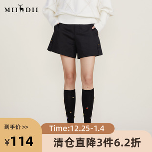 简约易搭小A型休闲短裤 谜底西装 新款 女2022冬季 女224MK1587 短裤