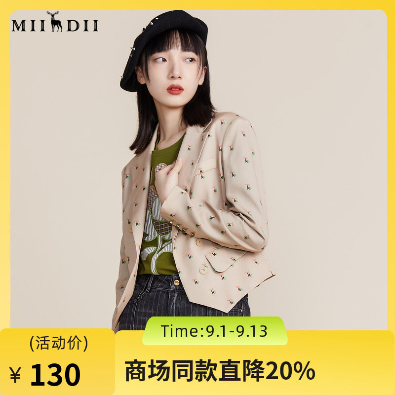 miidii长袖通勤西服谜底复古图片