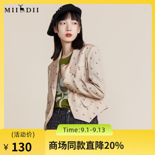 miidii长袖通勤西服谜底复古