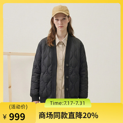 谜底短款羽绒服女士2025秋冬新款极简百搭宽松V领鸭绒服257MY8801