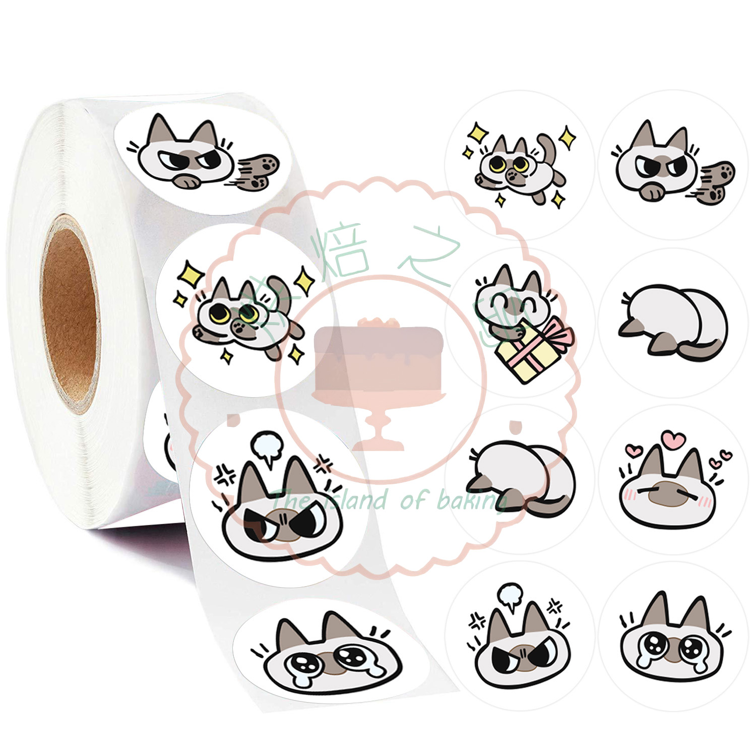 可爱暹罗逻辑猫咪500贴ins文具