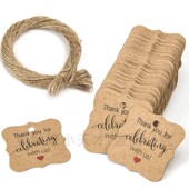 感谢您与我们一起庆祝 100个 包赠麻绳牛皮纸吊牌 爱心谢谢挂饰