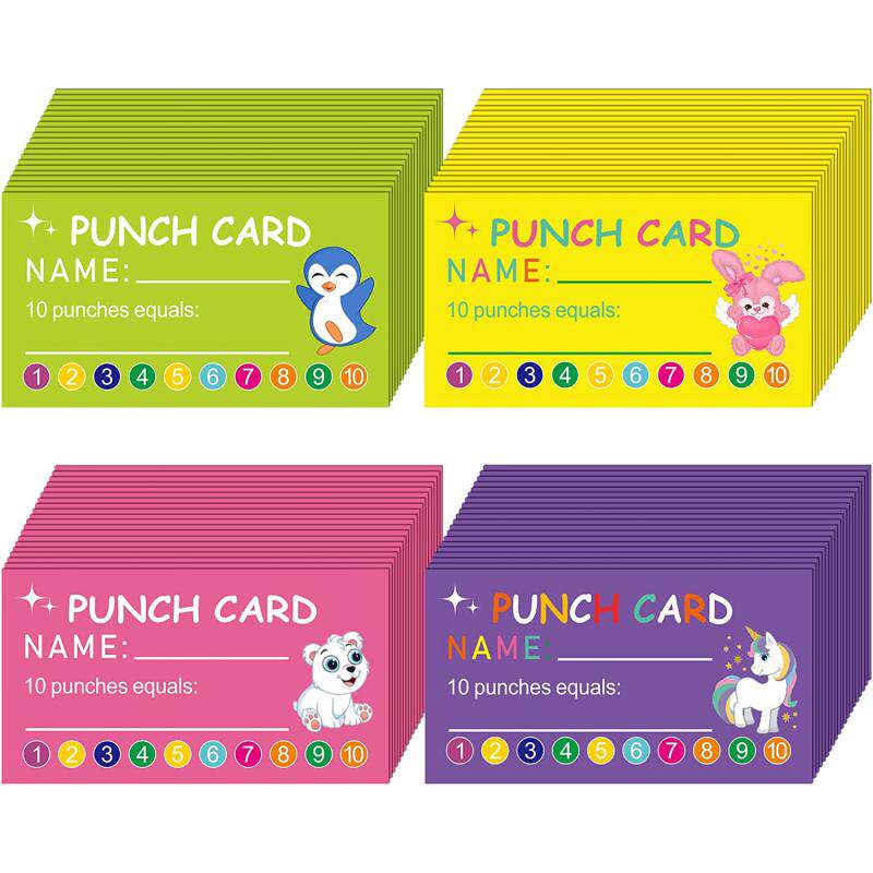 50张/包卡通趣味打卡奖励卡片铜版纸标签儿童学生表扬记录学习卡