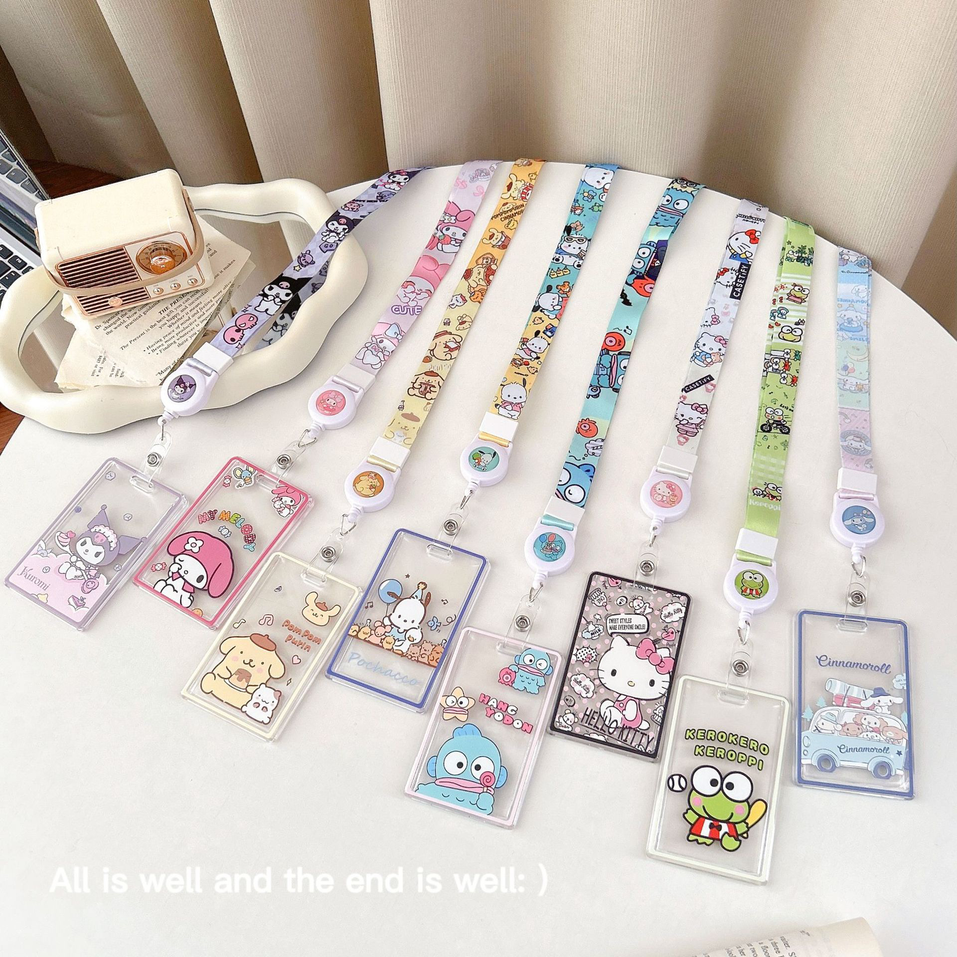 透明可伸缩Sanrio卡套可爱kt猫玉桂狗校园接送卡地铁八达通保护套