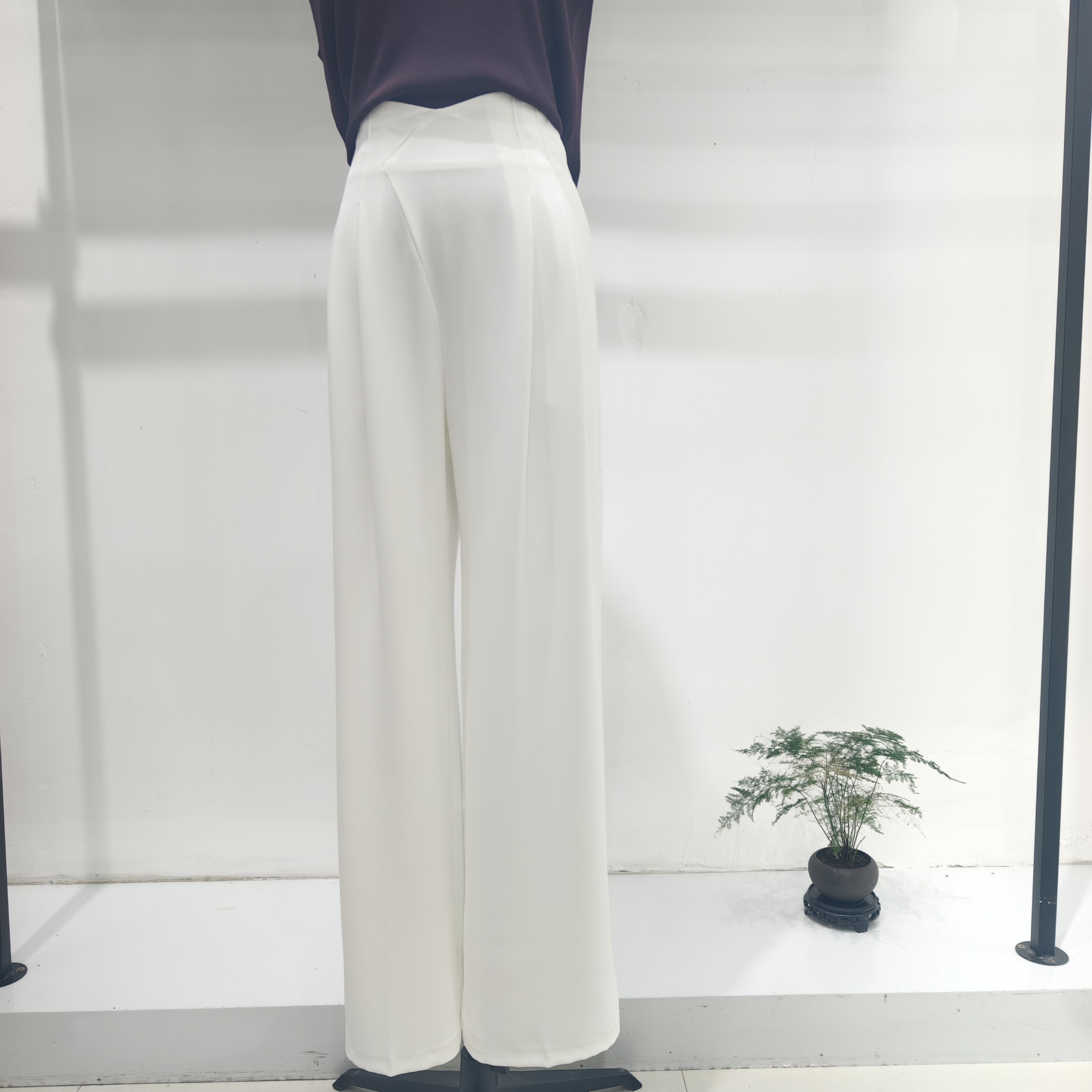 高级感高腰西装阔腿裤女