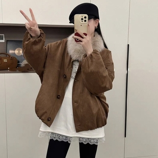 狐狸毛皮草外套女冬季派克服气质休闲加厚羽绒服白鸭绒内胆大衣