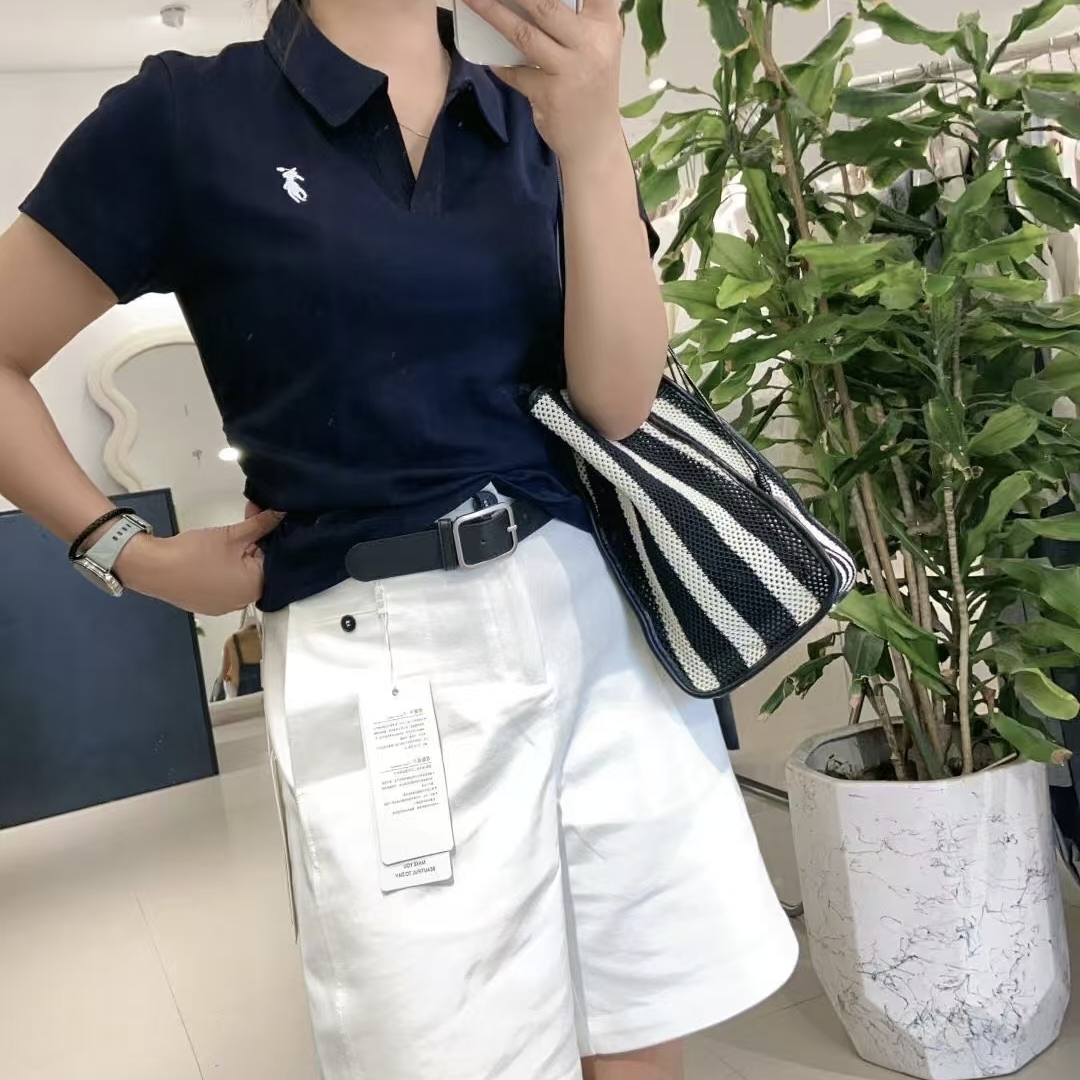 欧货2025春夏新款翻领刺绣短袖