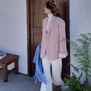 2024冬季新款小西装中长款外套女内胆羽绒服高级设计感毛呢大衣潮