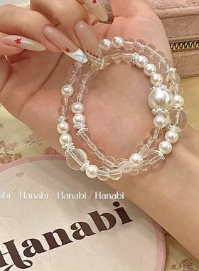 ＜花火商店＞奶芙脆啵啵 - 清爽降温人造珍珠镀白金手串