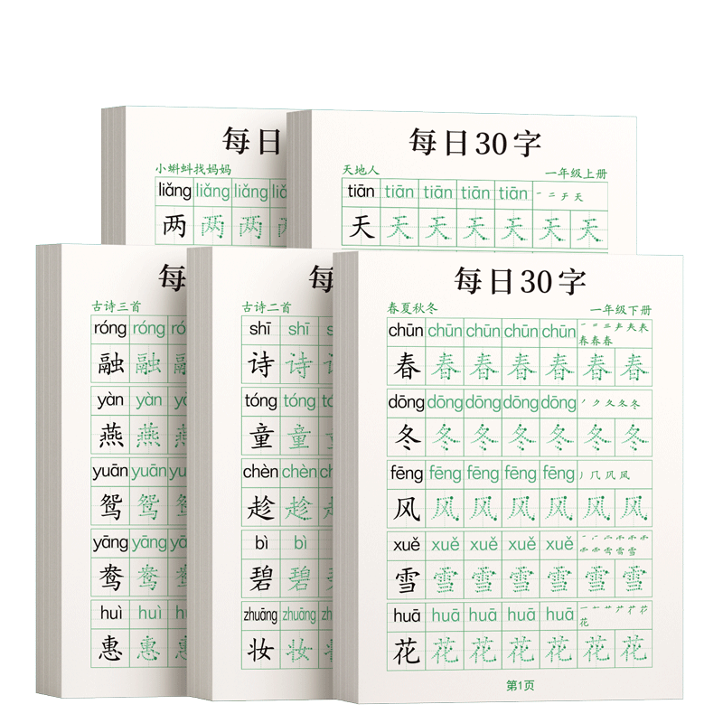 一年级二年级字帖上册下册每日30字练字帖小学生专用每日一练三年级人教版四五六语文同步练字本练习正楷钢笔点阵控笔训练硬笔书