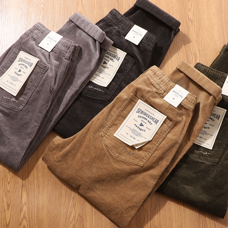 复古水洗宽松休闲灯芯绒长裤
