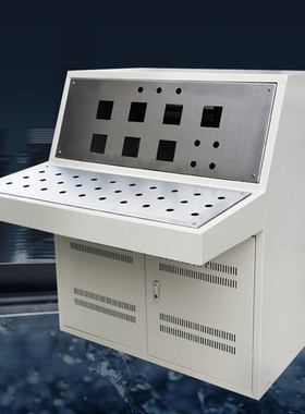 触摸屏电控操作台琴式斜面不锈钢面板电气控制台立式工作台可定制