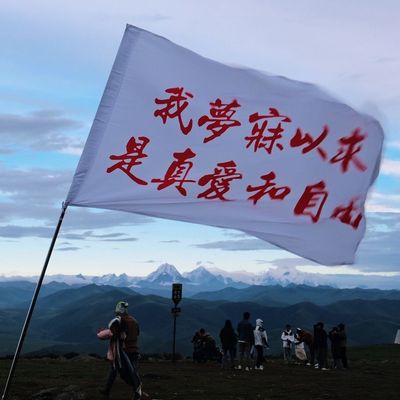 我梦寐以求是真爱和自由登山旗帜音乐节应援旗摇滚风旗帜爬山旗帜