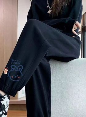 春秋(华棉复合牛奶丝)新款宽松显瘦束脚灯笼裤休闲薄款卫裤女