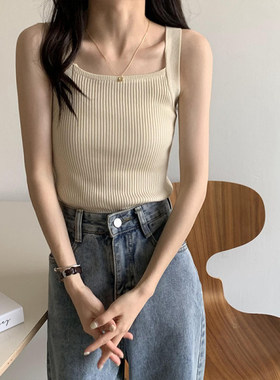 夏季显锁骨显瘦针织背心女外穿无袖西装内搭新款吊带春秋打底衫