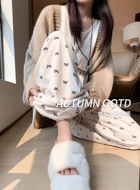 白色蝴蝶结糯米裤女春秋季2025新款高腰垂感休闲显瘦软糯阔腿裤子