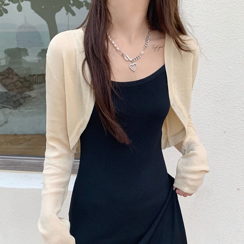 针织开衫防晒衣女夏天薄款披肩吊带裙子外搭短外套
