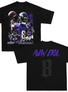 DPS「 Lamar Jackson」拉马尔美式橄榄球QB复古印花短袖T恤长袖