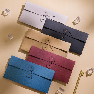 创意绑带5号信封档案袋简约加厚高级感牛皮纸发票收纳袋绕线明信片贺卡文艺浪漫情书票据专用文件袋ins