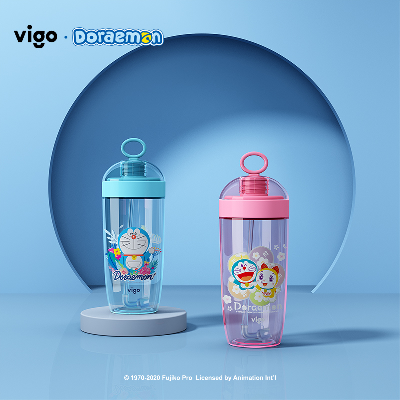 vigo魅果哆啦A梦吸管杯便携简约塑料水杯子女学生高颜值随手杯