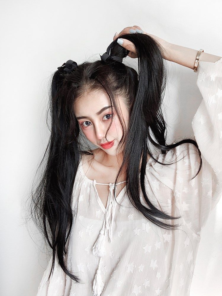 双马尾假发片女绑带式jk日系可爱长卷发 捆绑式cos软妹萝莉马尾辫