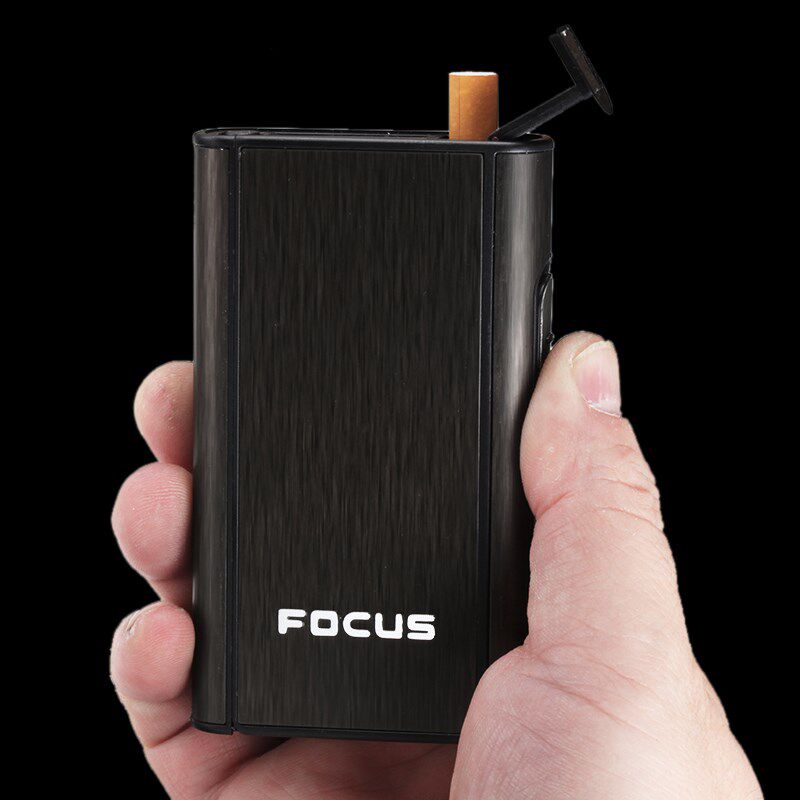 focus焦点自动弹烟烟盒子超薄个性烟盒创意10支装金属防压烟盒