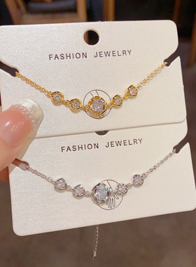 日韩时尚简约设计感镶钻金属圆环手链精致轻奢百搭冷淡风手饰