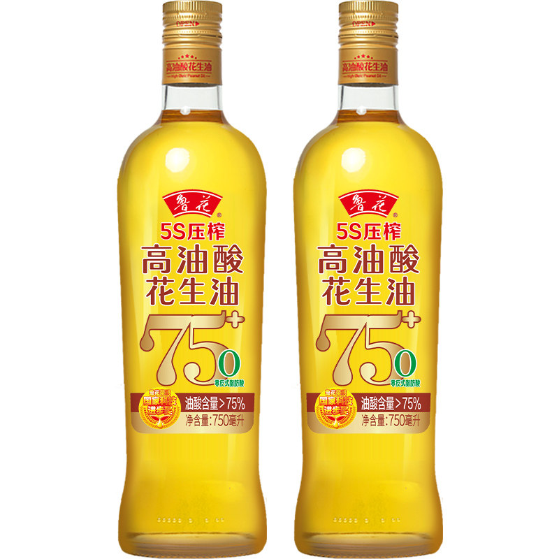 鲁花高油酸花生油750ml瓶装图片