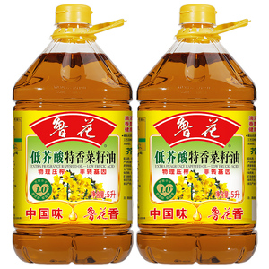 鲁花低芥酸特香菜籽油5L桶装物理压榨2L食用油商用900ml节日礼品
