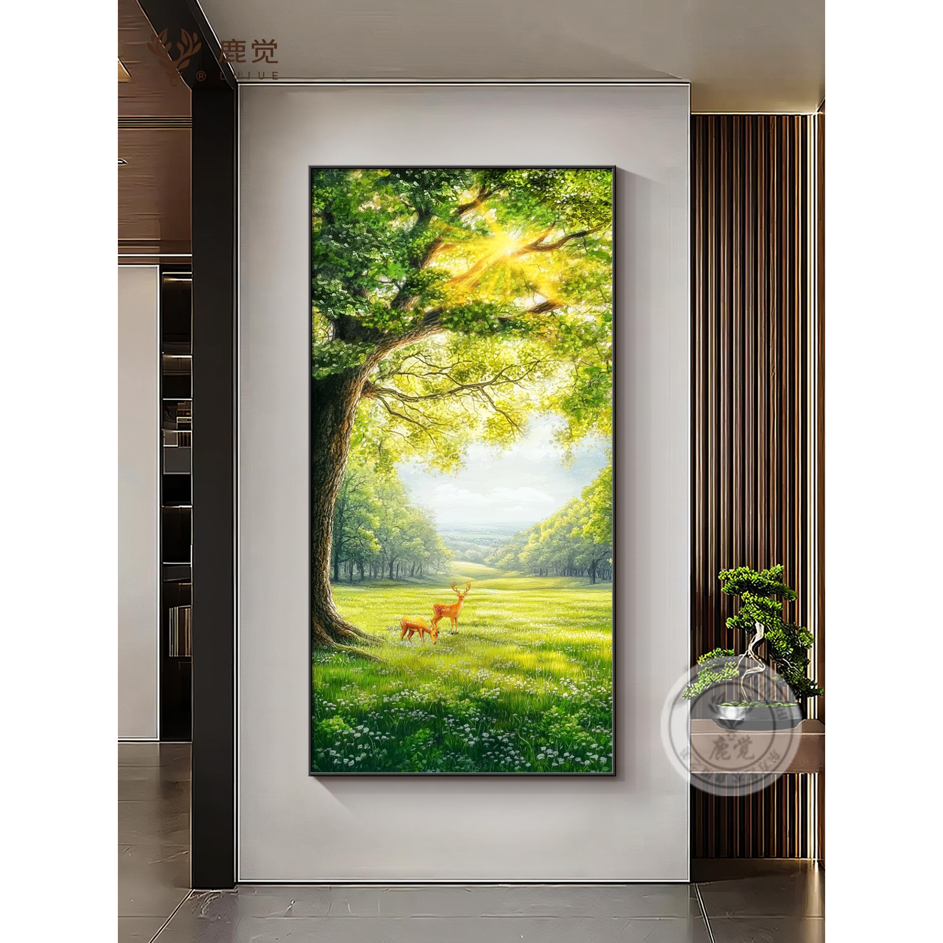 发财树入户门玄关装饰画轻奢高级