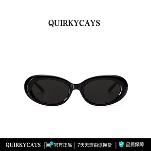 QUIRKYCATS复古椭圆小碎花墨镜甜酷辣妹太阳镜防紫外线时髦Q10003