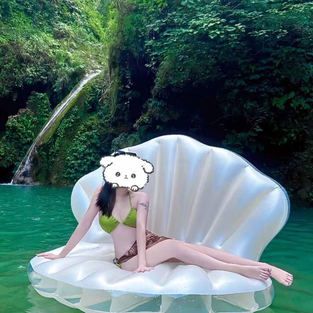 珍珠贝壳浮排充气水上浮床漂浮垫儿童游泳圈公主生日场景拍摄道具