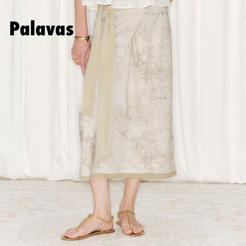 PALAVAS沙影浮梦绑带印花半裙