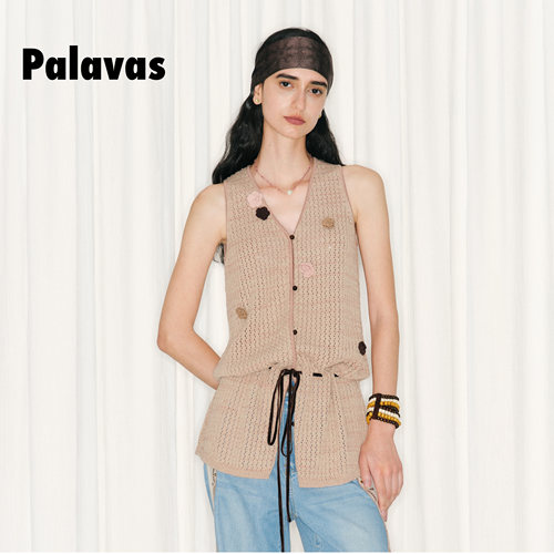 PALAVAS春夏豆蔻少女针织背心女