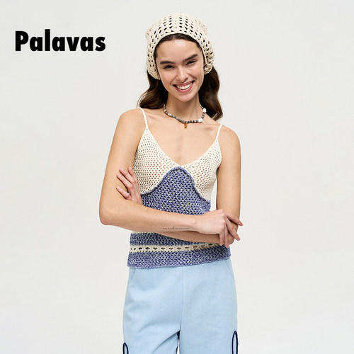 palavas拼接吊带针织衫新品