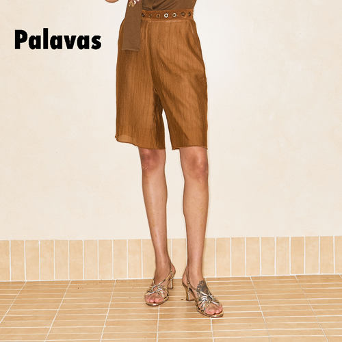 palavas暮色琉光中裤高腰显瘦