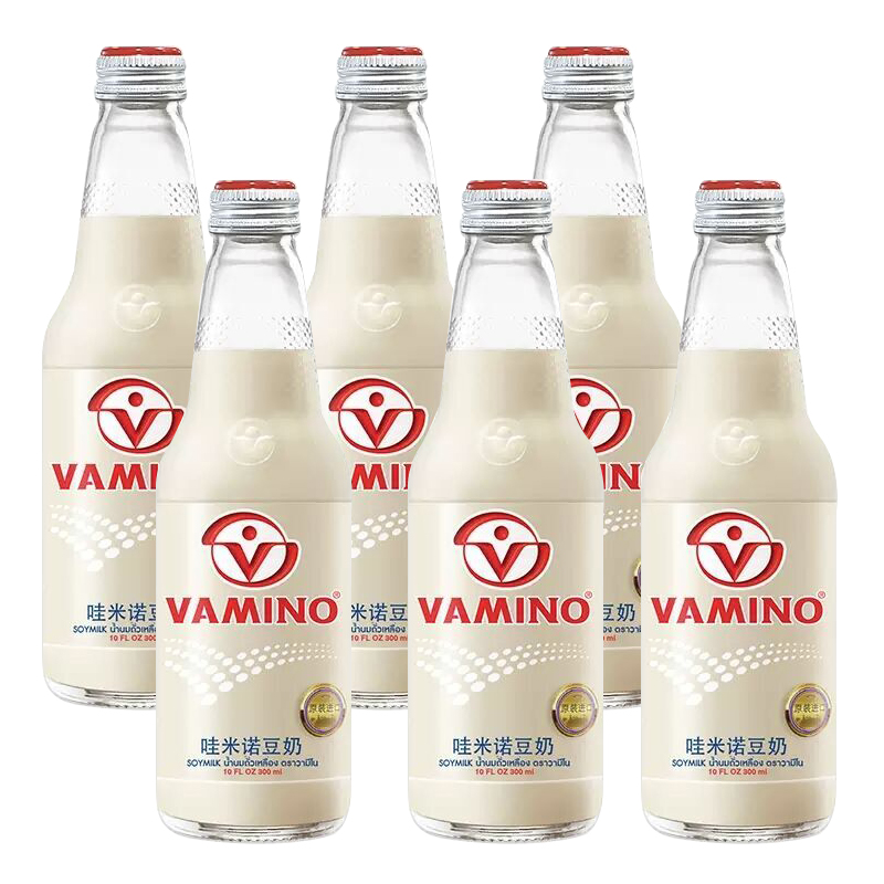 泰国Vamino哇米诺豆奶原味300ml玻璃瓶植物奶早餐饮品谷物饮料