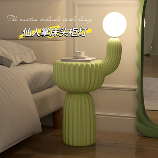 创意卧室落地灯置物架台灯奶油风客厅沙发边氛围灯床头柜一体摆件