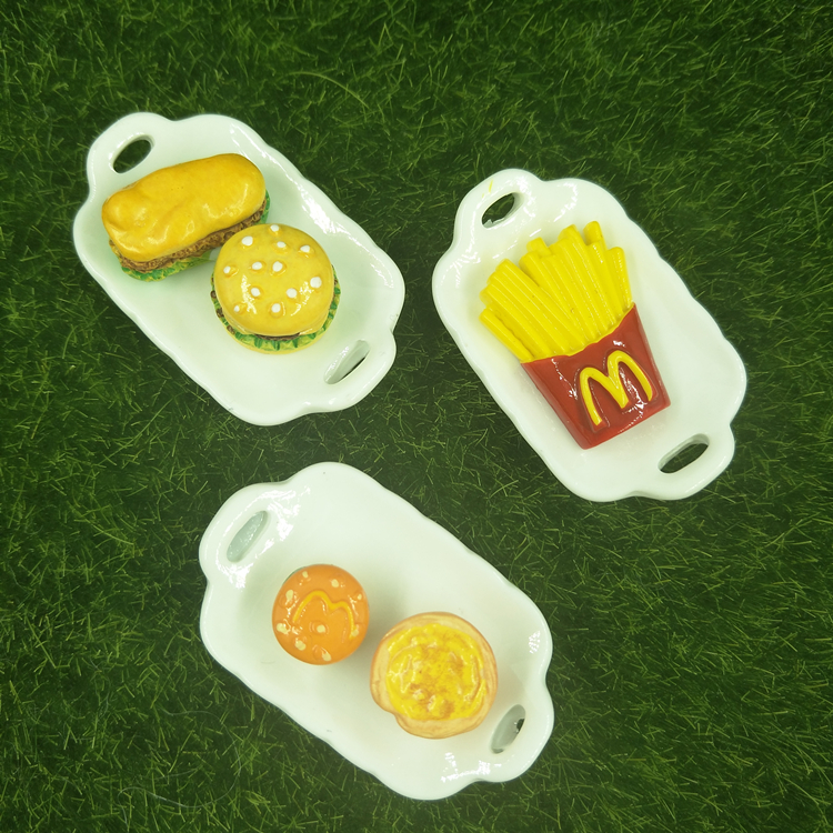 miniatures日本食玩迷你世界微缩模型娃娃bjd零食小玩具 汉堡薯条