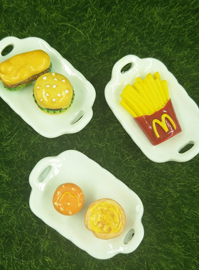 miniatures日本食玩迷你世界微缩模型娃娃bjd零食小玩具 汉堡薯条