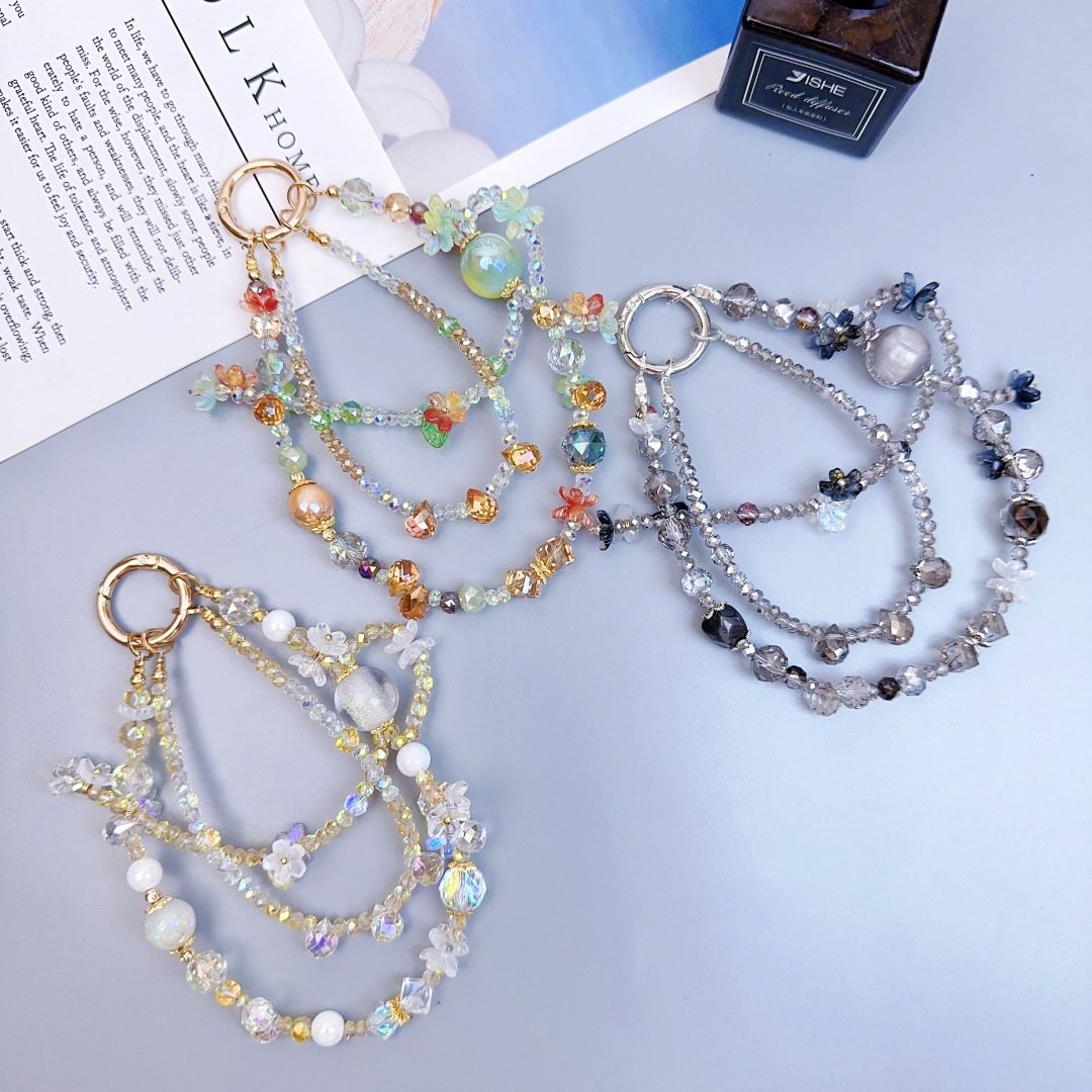 水晶串珠手机链轻奢小众精致高级感2025新款创意时尚手机壳挂链