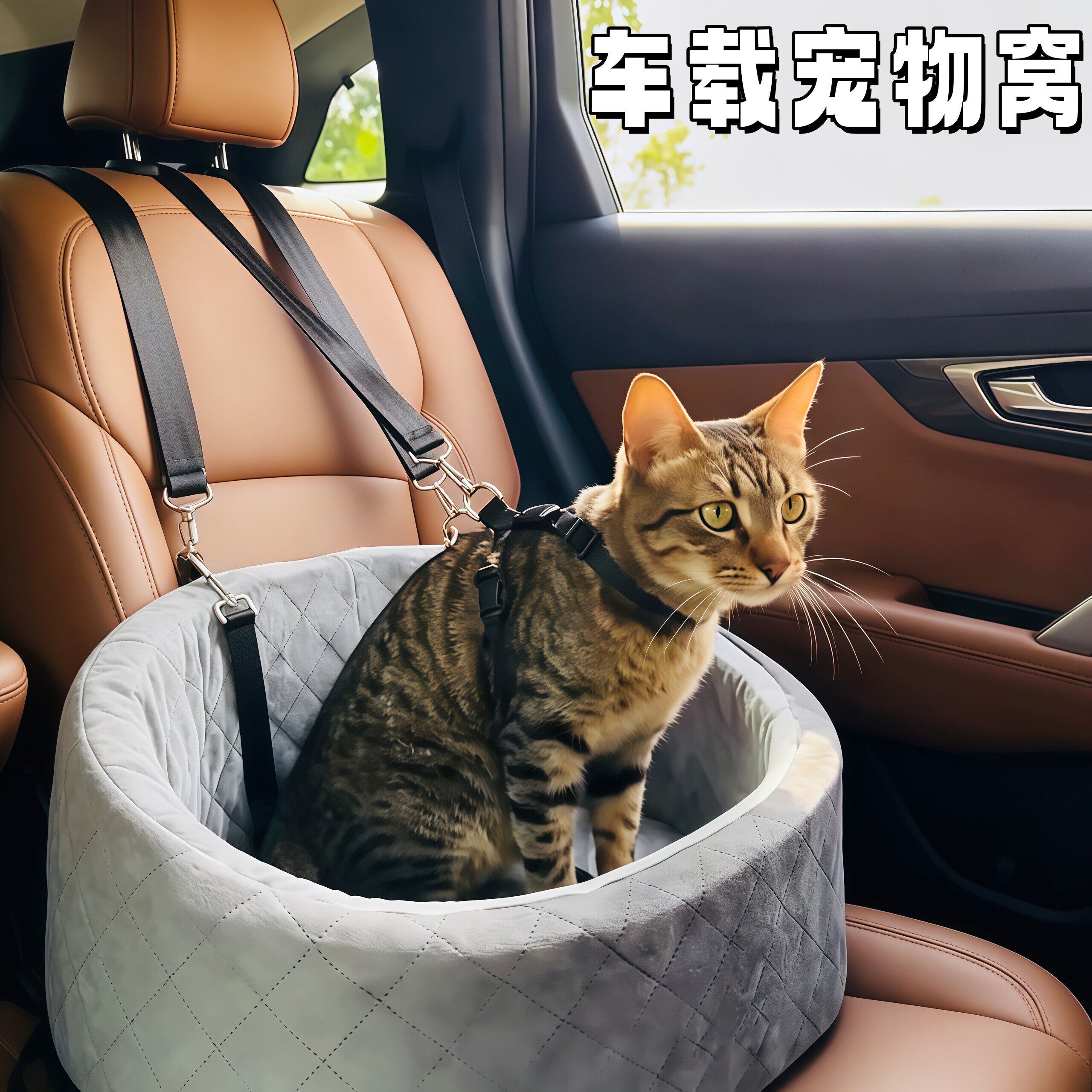 宠物坐车到处乱跑太危险！车载猫狗窝小型犬窝便携车载宠物包