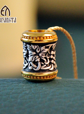 爱沙尼亚925纯银鎏金转运珠复古桶珠欧美吊坠链隔珠男女银饰5016