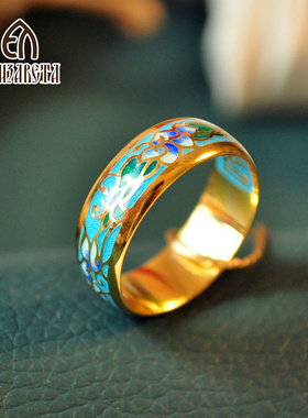 爱沙尼亚俄罗斯925纯银戒指复古鎏金指环男女情侣婚戒礼物4022