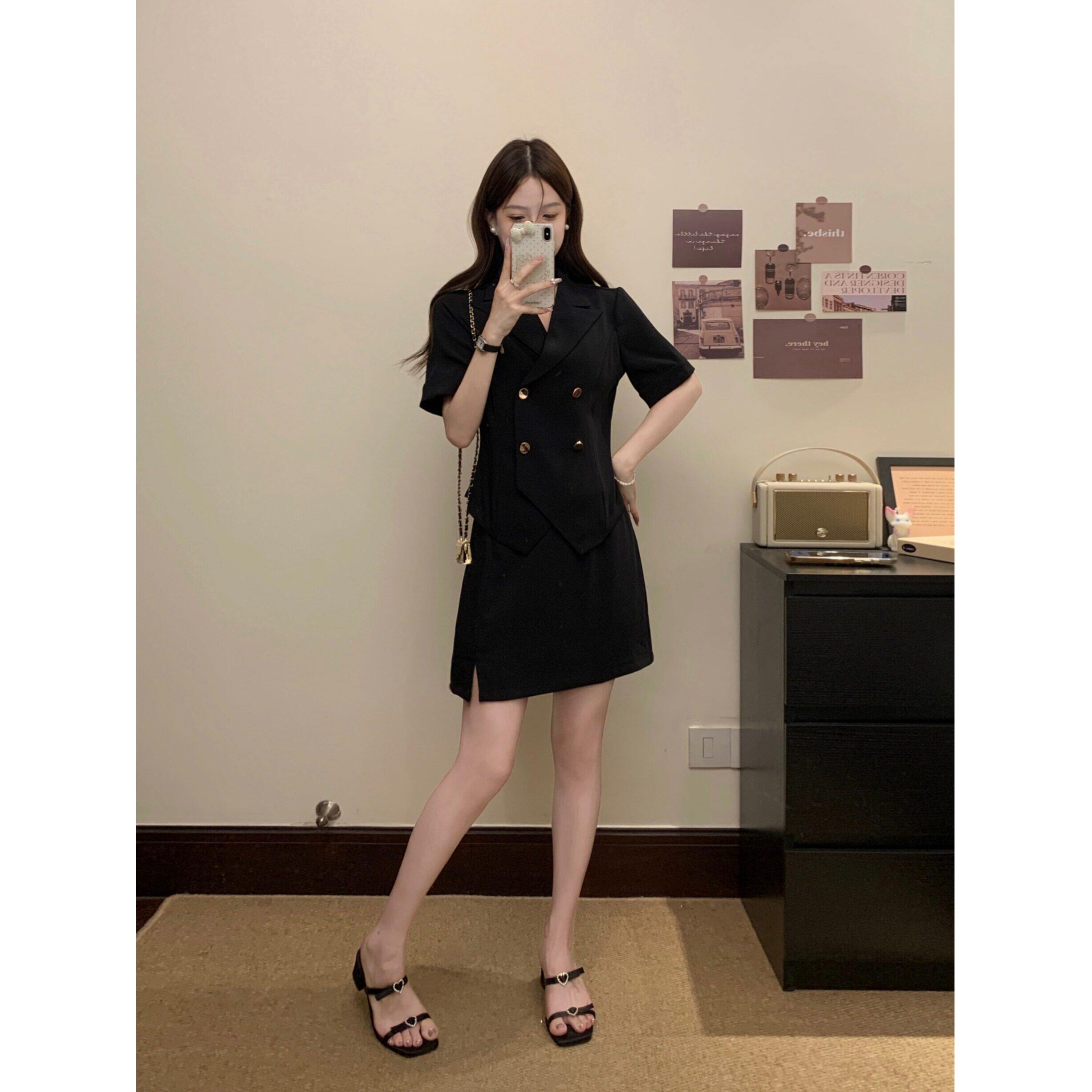 胖MM高级感职业套装女2026新款短袖大尺码遮肉显瘦半身裙夏季两件