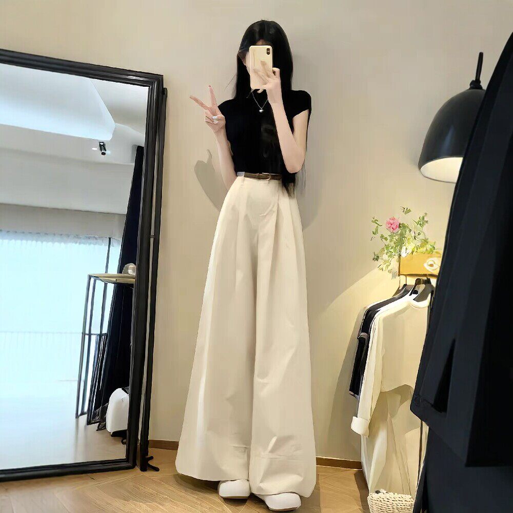 盐系运动套装女夏季宽松显瘦时尚穿搭一整套短袖阔腿裤休闲两件式