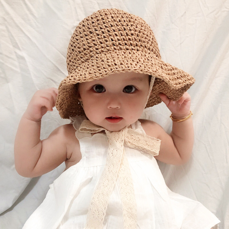 小公主凉帽沙滩婴儿帽子春夏儿童渔夫草帽夏天遮阳防晒宝宝太阳帽