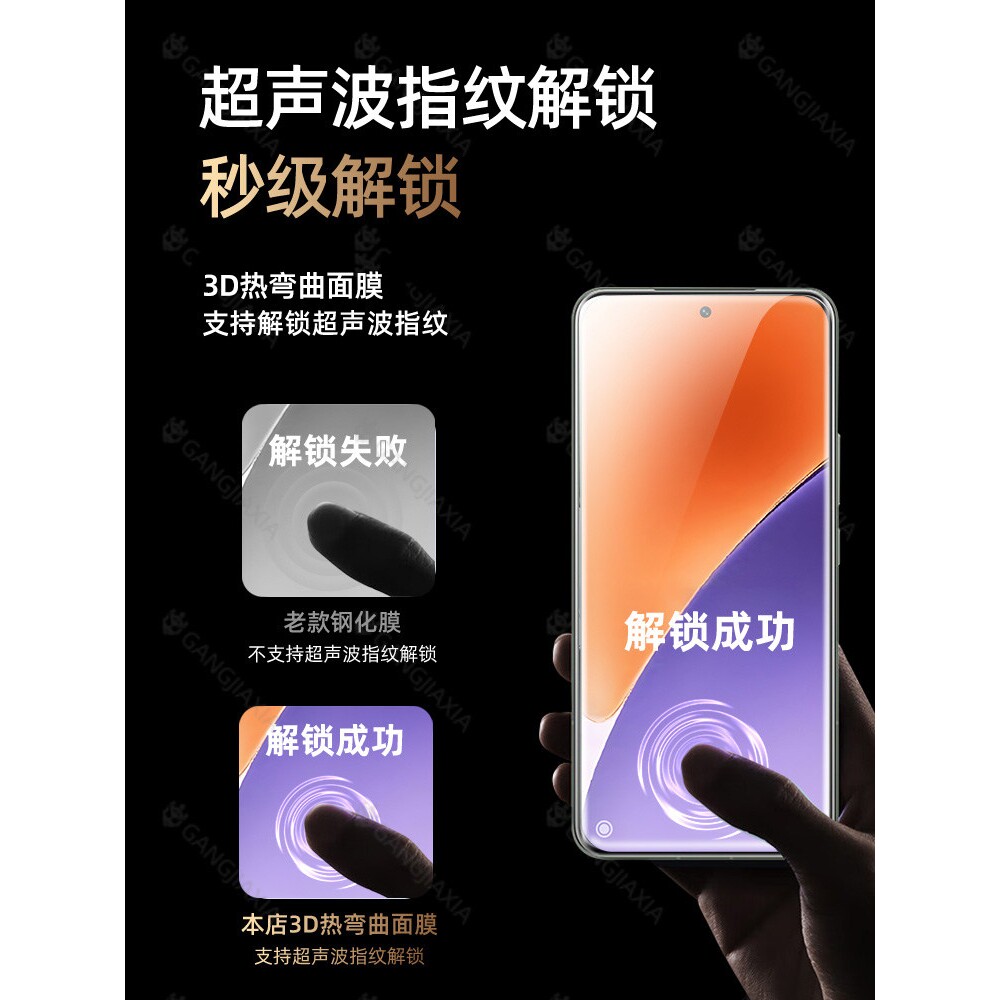 德国蓝猩[秒解指纹锁]适用小米15Pro钢化膜15ultra曲面超声波手机膜十五新款曲屏防窥膜por全屏全包防摔保护