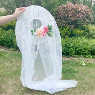 婉怡 汉服重工武侠唐风帷幕古风绢花流苏纱笠遮容面纱斗笠帽